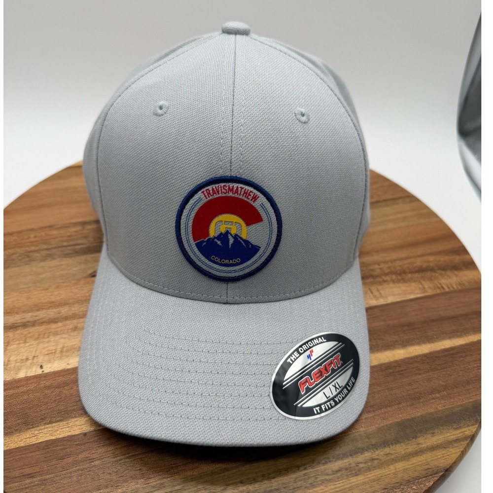 TravisMathew L/XL All The Powder Colorado Flexfit Hat Heather Sleet Grey 2287